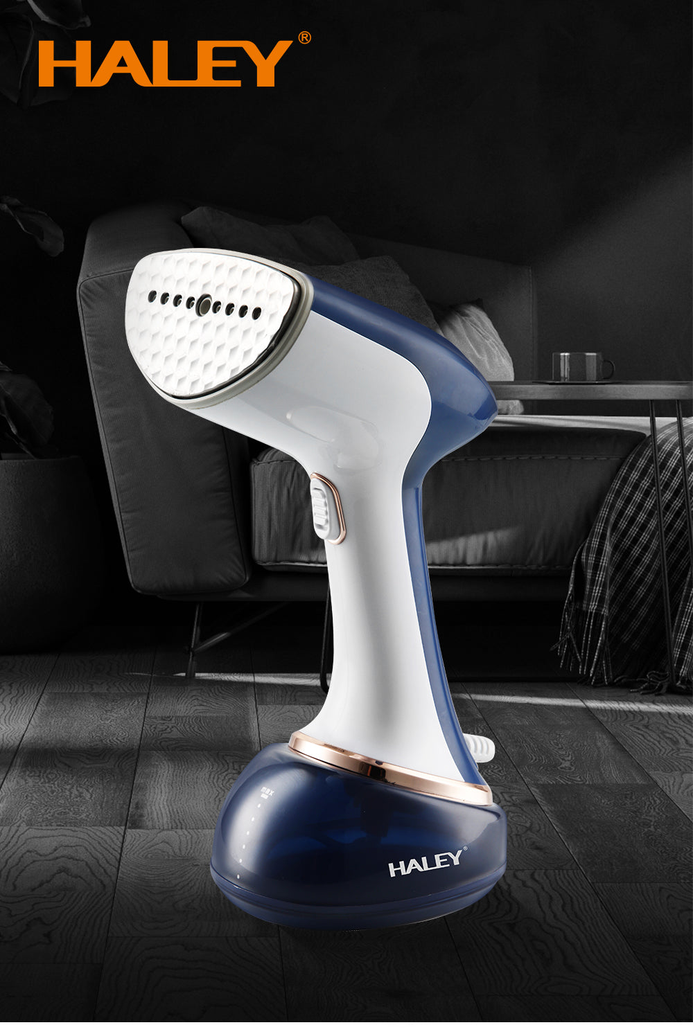 Fier de Calcat cu Abur HALEY, 1600W, Design Compact, Incalzire Rapida in 15 Secunde si Performanta Profesionala, Albastru/Alb